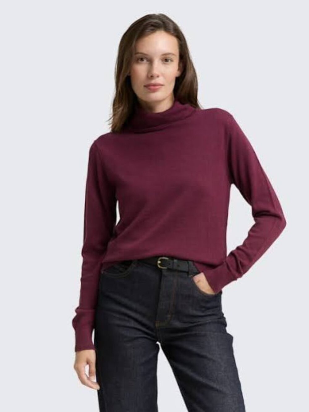 Michael Kors Burgundy Mock Neck Knit Sweater